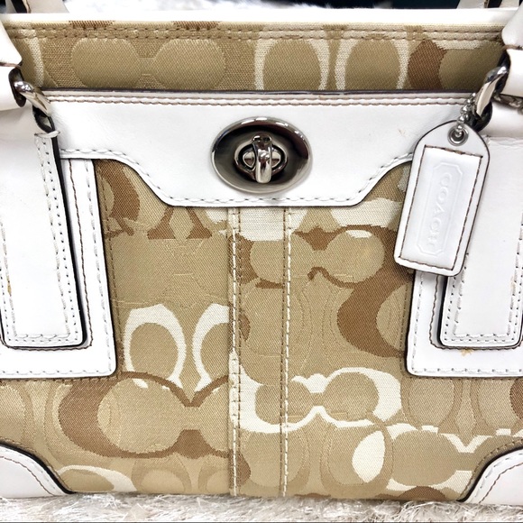 Cream and Tan Coach Satchel Bag - Picture 3 of 7